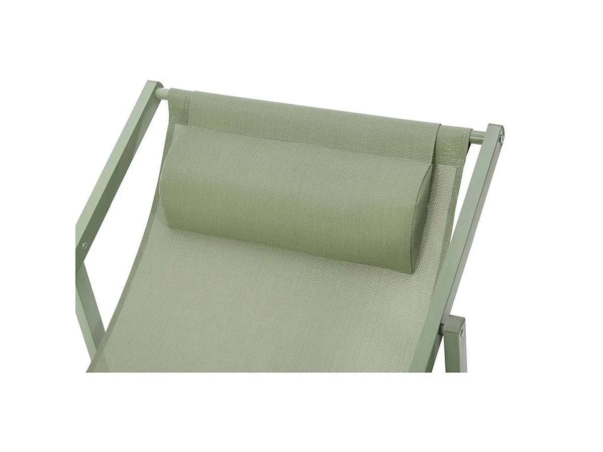 Chilienne PAROSKAKI pliante en textilène et structure acier, Vert kaki, L 102 x P 63 x H 97 cm
