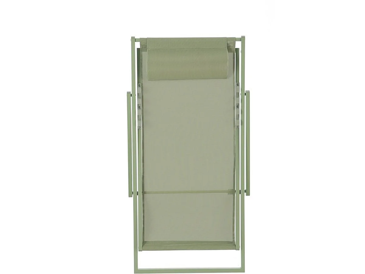 Chilienne PAROSKAKI pliante en textilène et structure acier, Vert kaki, L 102 x P 63 x H 97 cm