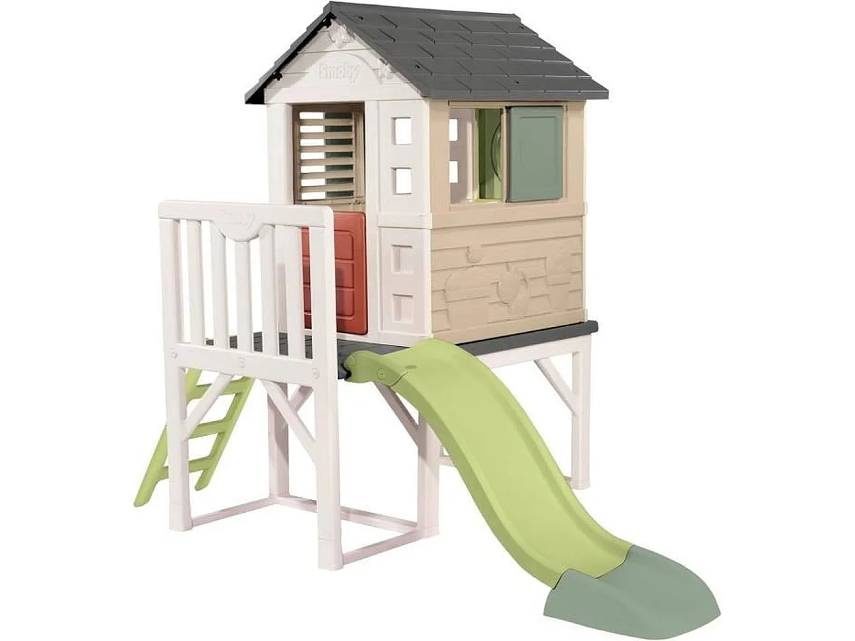 SMOBY Life Maison Pilotis surélevée avec toboggan 1,50 m - Anti-UV