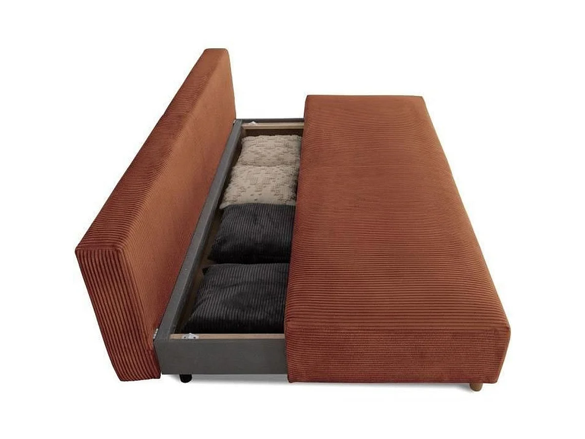 CASAPY GINO 3-Zits Omvormbare Bank met Opbergruimte, Corduroy Fluweel, Terracotta