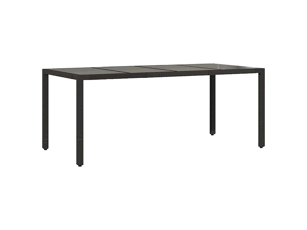 Set de mesa y sillas de jardín 7 piezas y cojines ratán PE negro