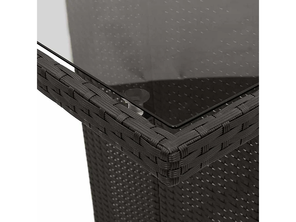 Ensemble de bistro de jardin 9 pièces coussins noir poly rotin