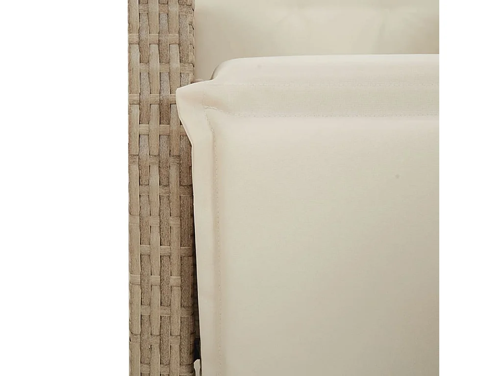 Set de mesa y sillas de jardín 7 piezas y cojines ratán PE beige