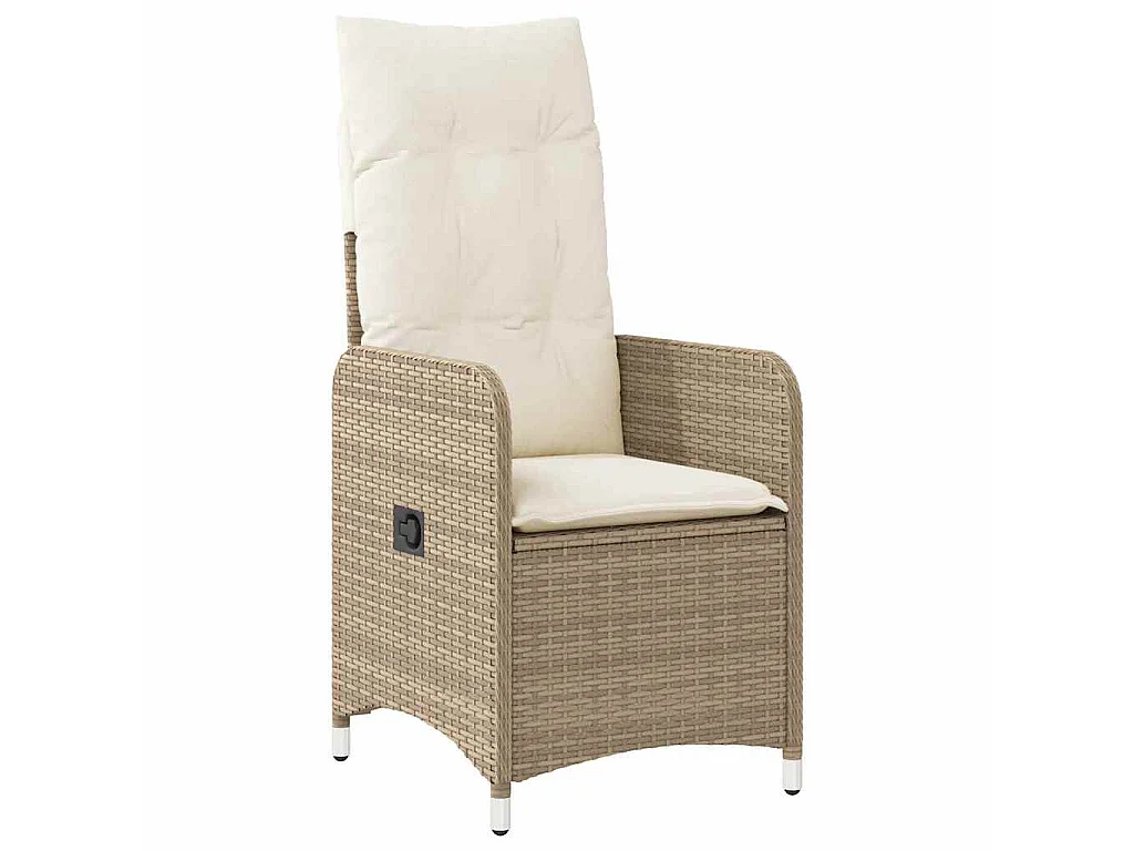 Set de mesa y sillas de jardín 7 piezas y cojines ratán PE beige