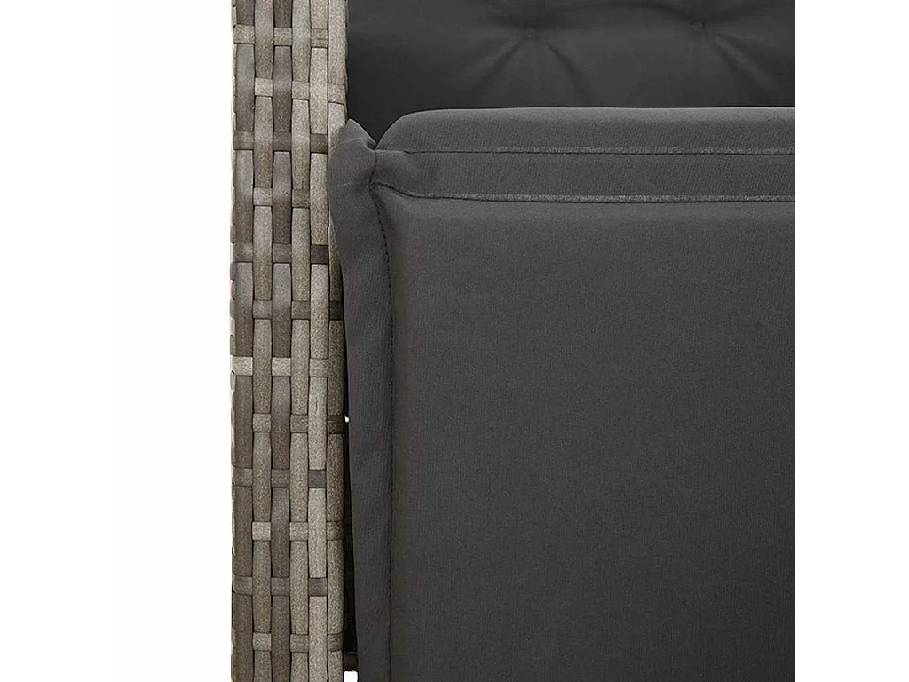 Ensemble de bistro de jardin 9 pièces coussins gris poly rotin