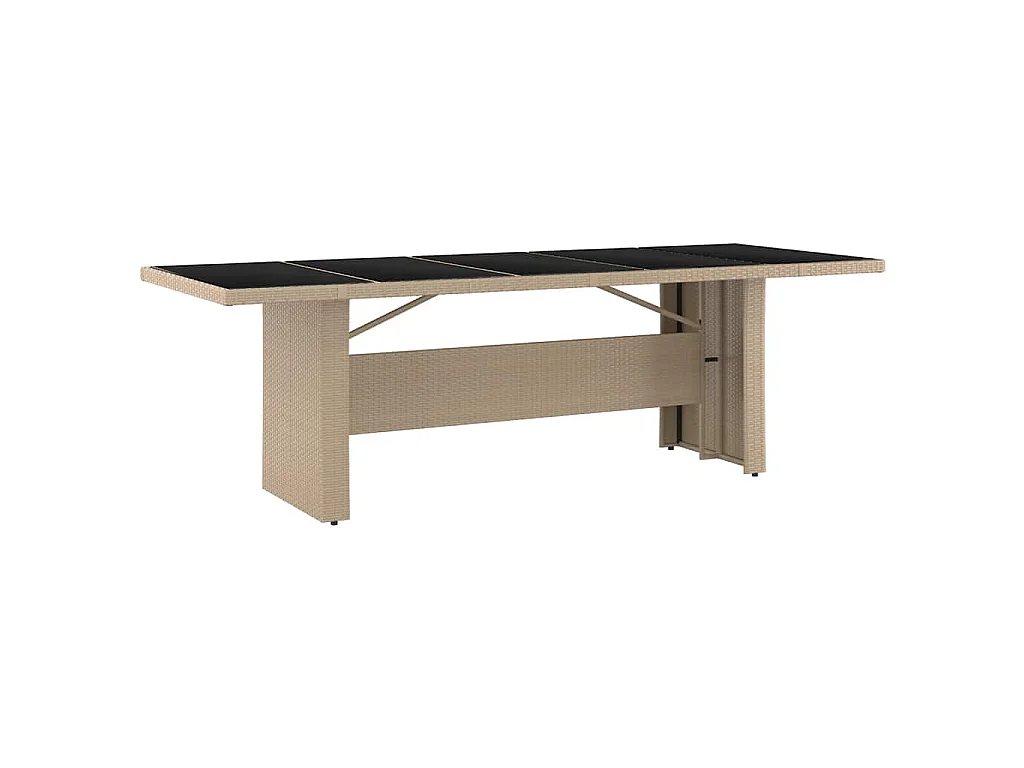Set de mesa y sillas de jardín 11 piezas y cojines ratán PE beige
