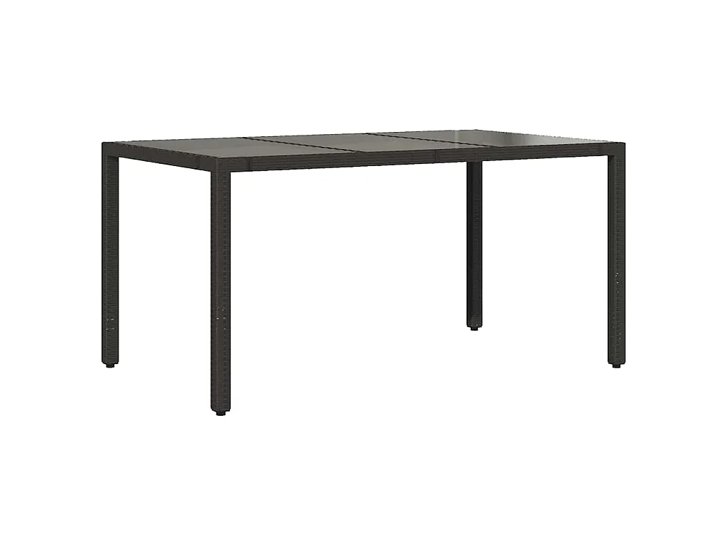 Set de mesa y sillas de jardín 7 piezas y cojines ratán PE negro