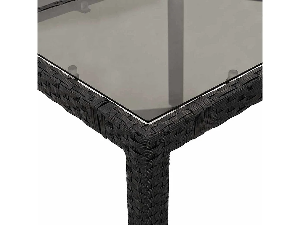 Set de mesa y sillas de jardín 7 piezas y cojines ratán PE negro