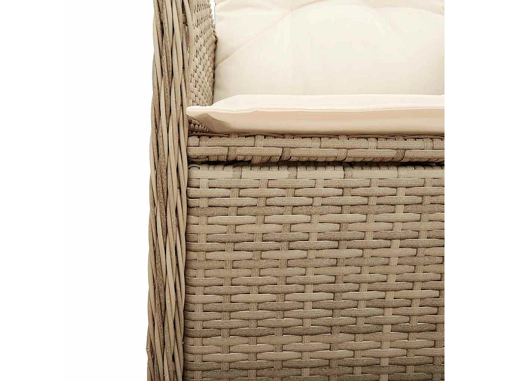 Set de mesa y sillas de jardín 7 piezas y cojines ratán PE beige