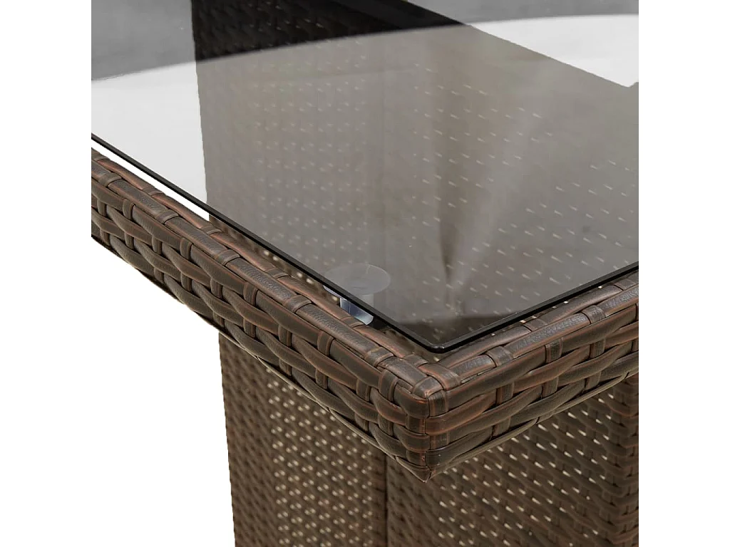 Ensemble de bistro de jardin 9 pièces coussins marron poly rotin