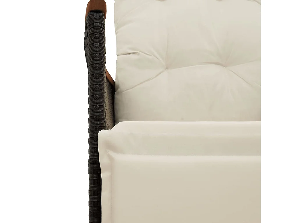 Set de mesa y sillas de jardín 7 piezas y cojines ratán PE negro