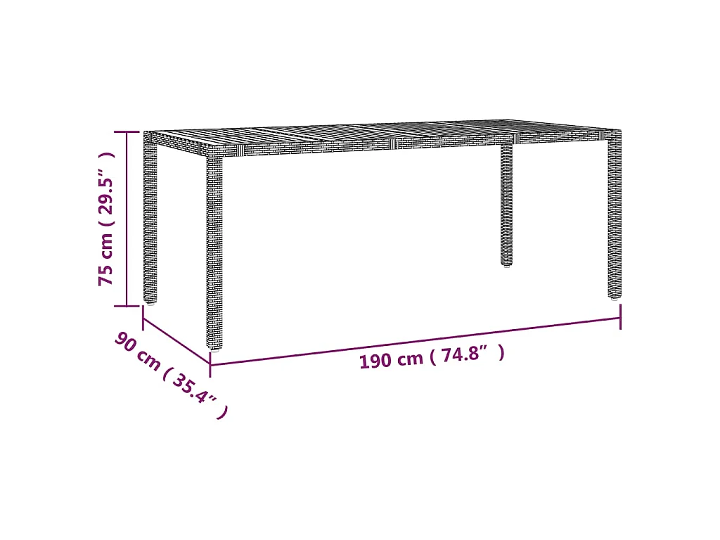 Set de mesa y sillas de jardín 7 piezas y cojines ratán PE negro