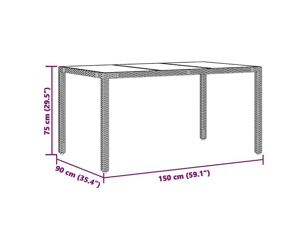 Set de mesa y sillas jardín 7 piezas con cojines ratán PE marrón