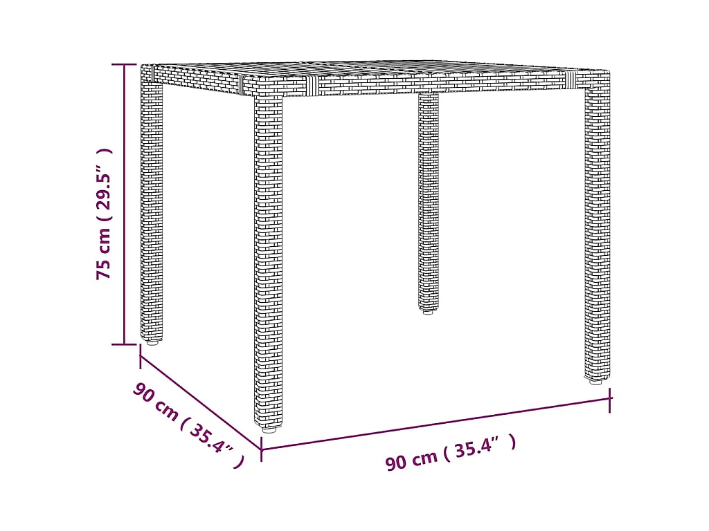 Ensemble de bistro de jardin 3 pièces coussins marron poly rotin