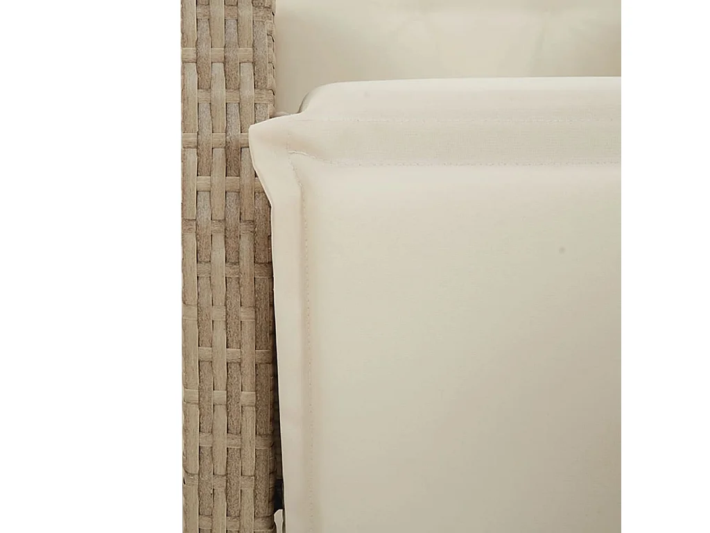 Set de mesa y sillas de jardín 7 piezas y cojines ratán PE beige