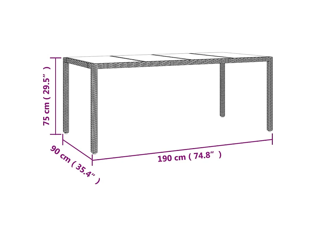 Set de mesa y sillas de jardín 7 piezas y cojines ratán PE beige