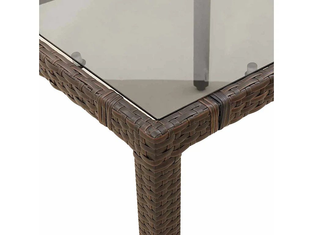 Set de mesa y sillas jardín 7 piezas con cojines ratán PE marrón