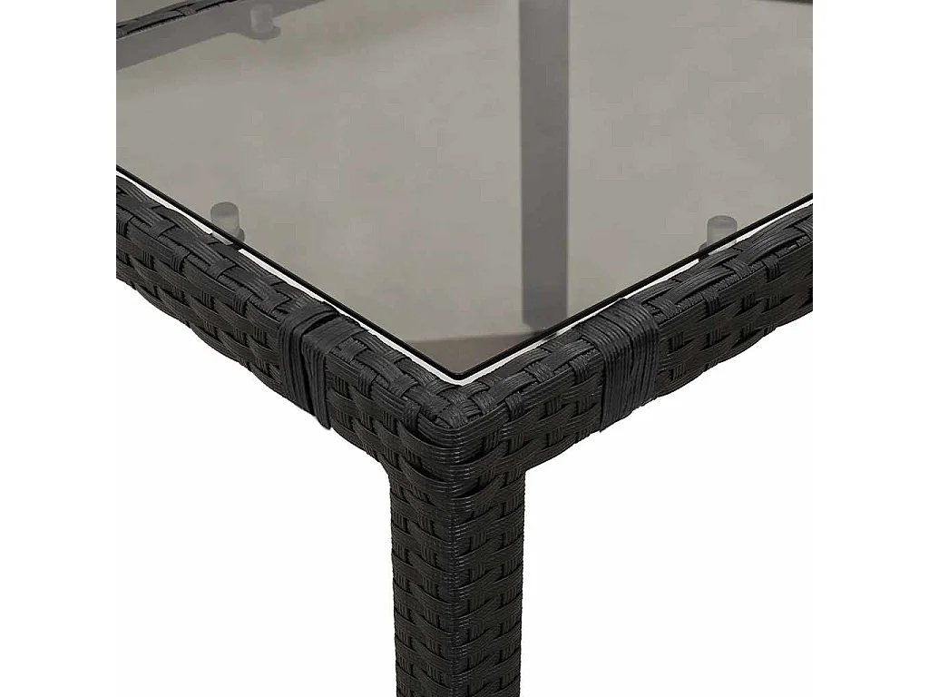 Set de mesa y sillas de jardín 7 piezas y cojines ratán PE negro