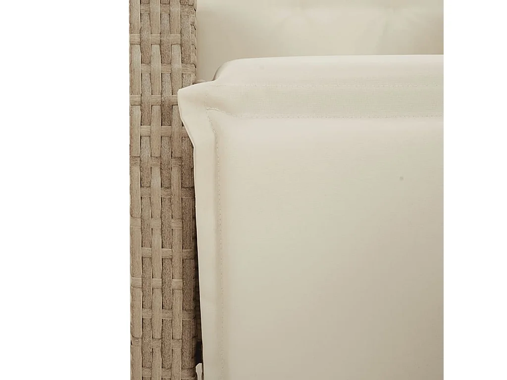 Ensemble de bistro de jardin 9 pièces coussins beige poly rotin