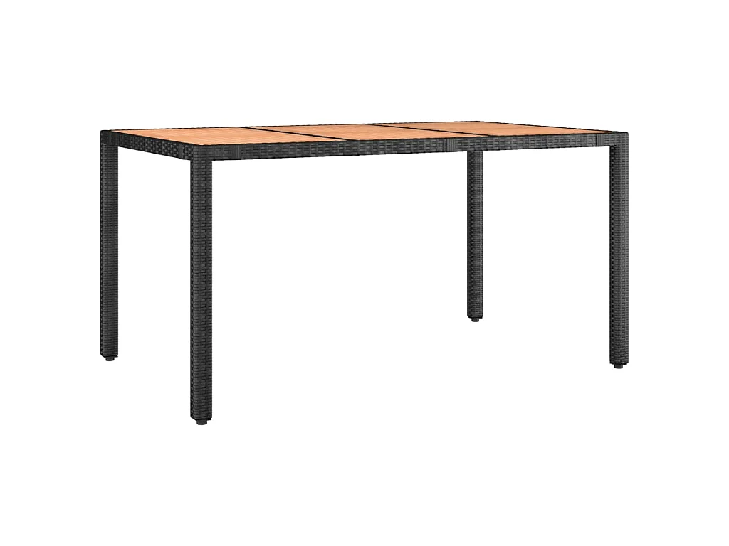 Set de mesa y sillas de jardín 7 piezas y cojines ratán PE negro