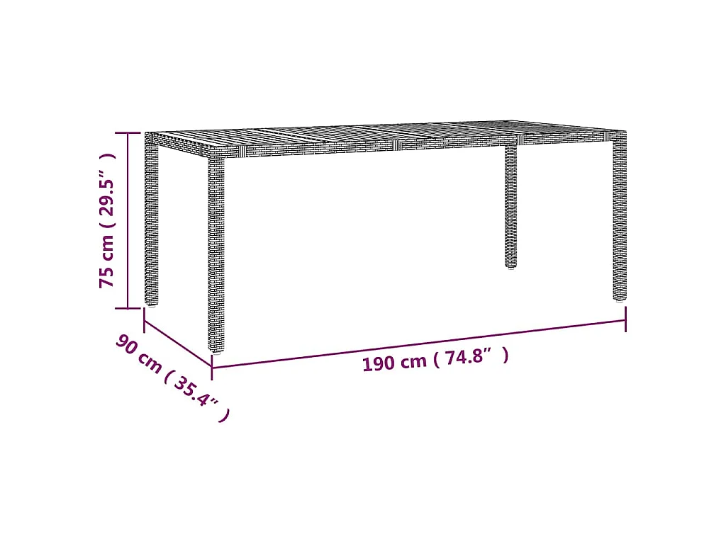 Set de mesa y sillas de jardín 7 piezas y cojines ratán PE negro