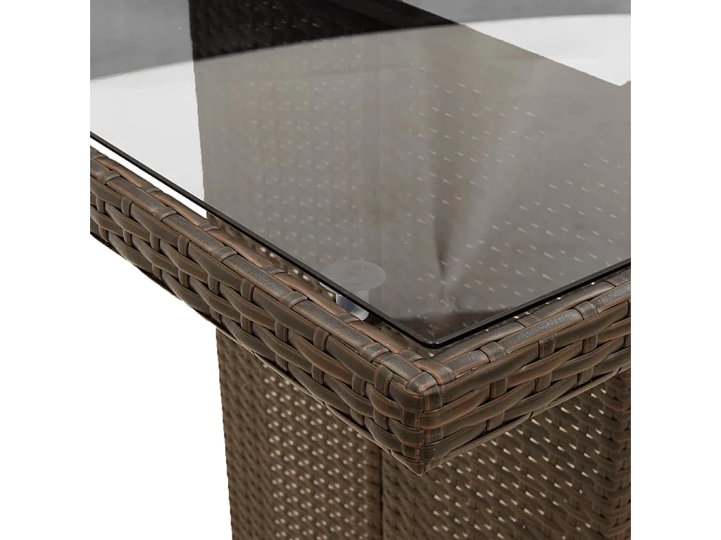 Set de mesa y sillas jardín 7 piezas con cojines ratán PE marrón
