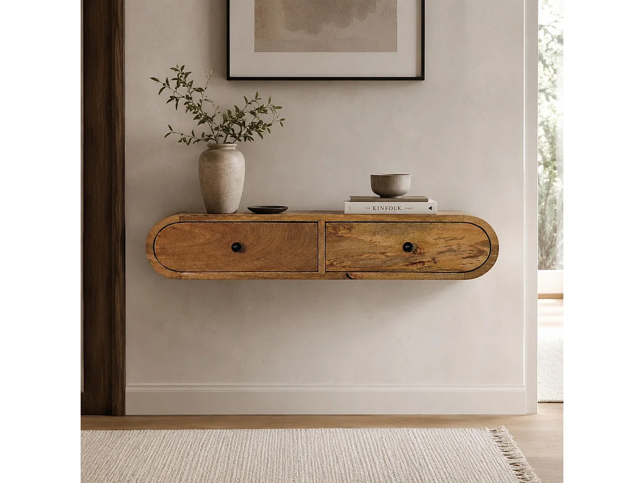 Artisan Furniture Contour veggkonsoll i heltre med 2 skuffer