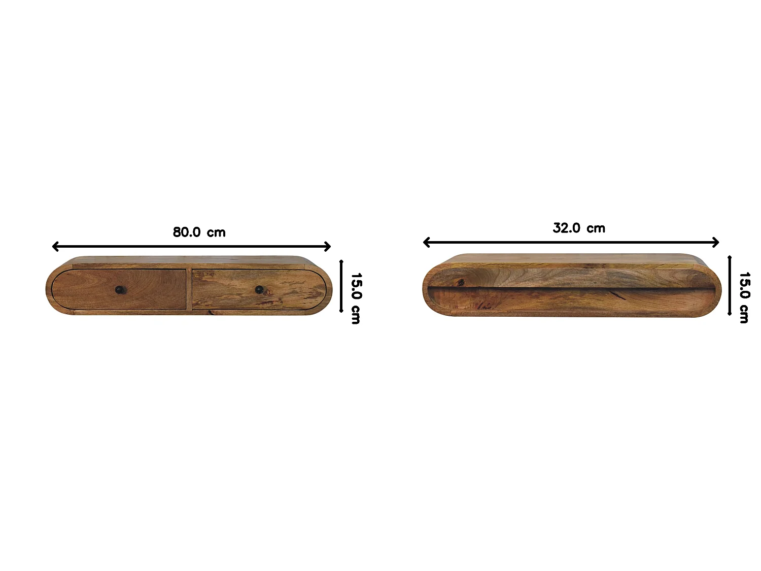 Artisan Furniture Contour veggkonsoll i heltre med 2 skuffer