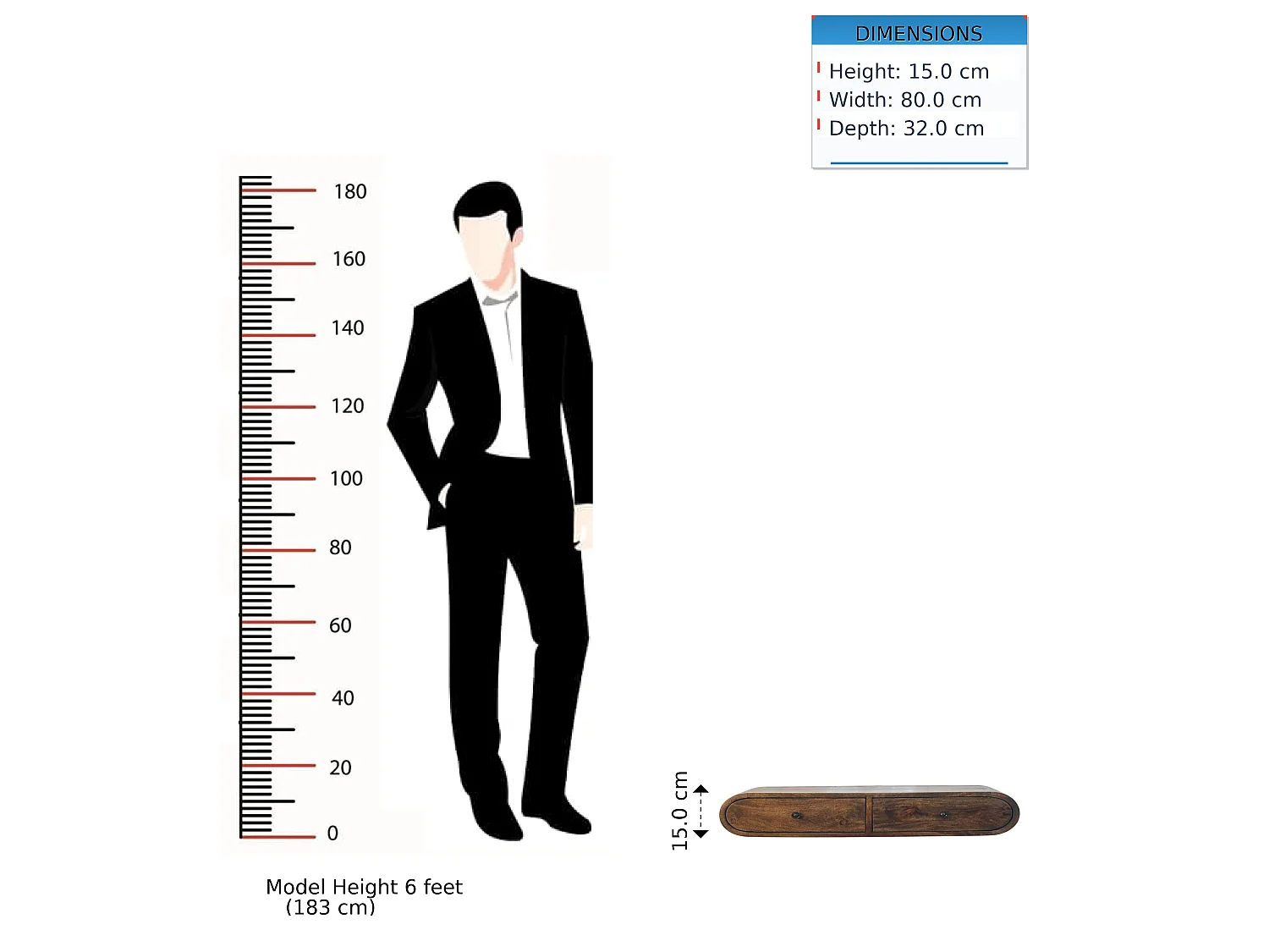 Artisan Furniture Contour flytende veggkonsoll med 2 skuffer