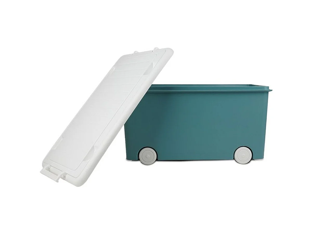 Thermobaby PLAYBOX lot de 3 boîtes de rangement à roulettes 26 L – Vert Azur