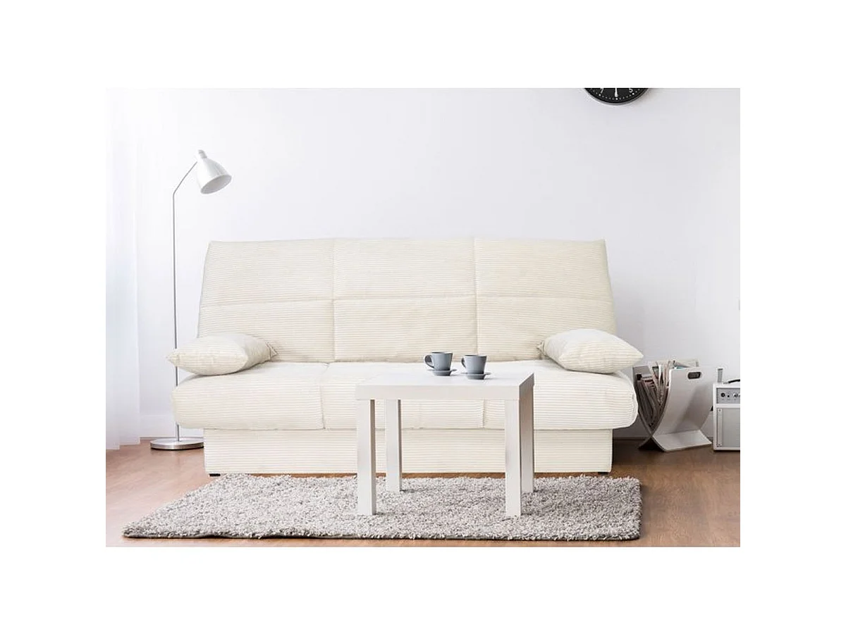 CONFORTEAM CLEM canapé clic-clac 3 places velours côtelé beige 190 x 90 x 92 cm