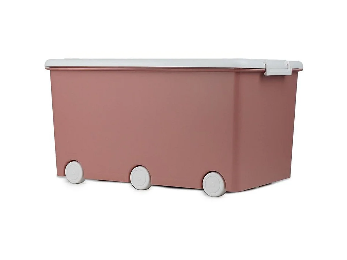 Thermobaby PLAYBOX Maxi lot de 3 coffres à jouets 42L Rose avec couvercles détachables blancs