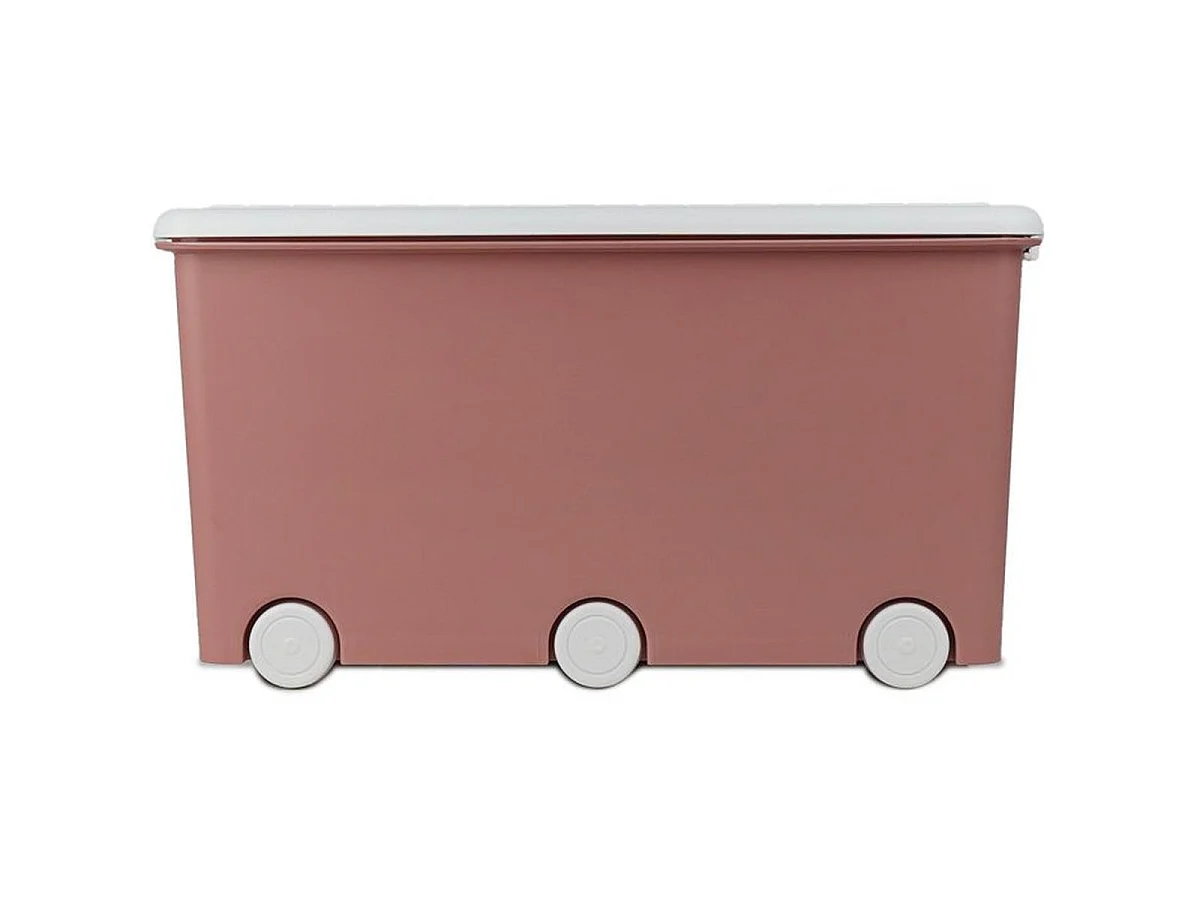 Thermobaby PLAYBOX Maxi lot de 3 coffres à jouets 42L Rose avec couvercles détachables blancs