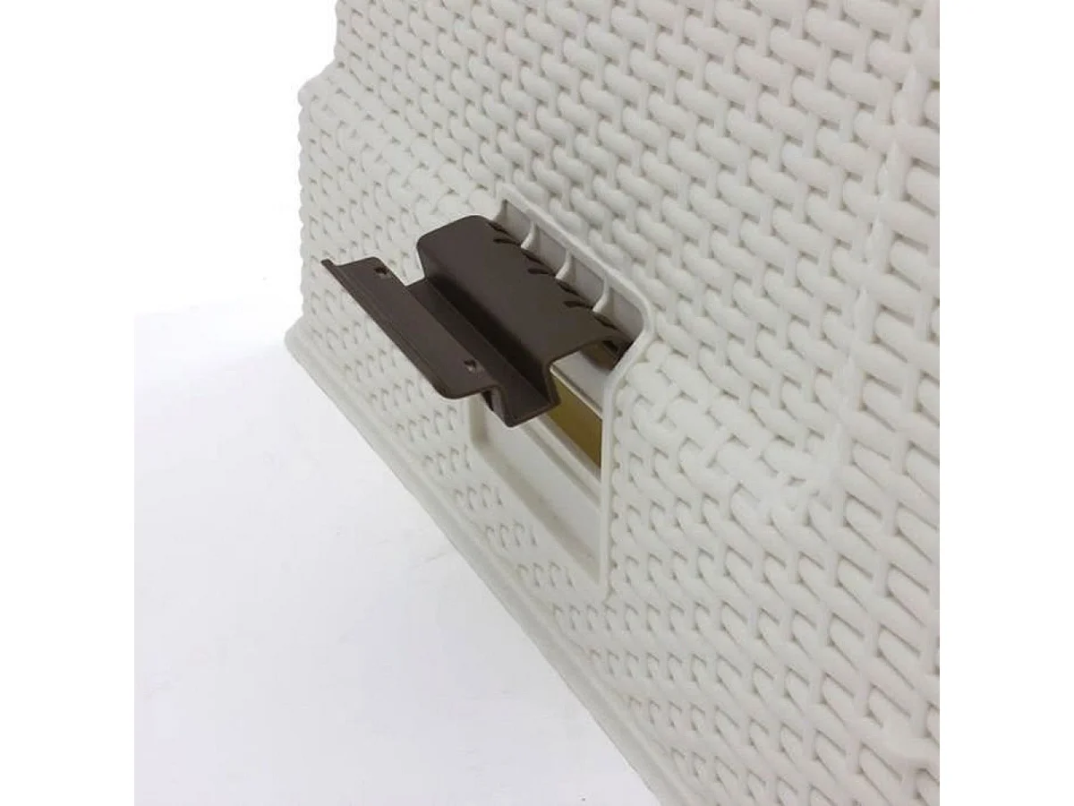 Bac litière couvert Curver effet rotin blanc avec tiroir coulissant et filtre charbon actif, 51 x 38,5 x 39,5 cm