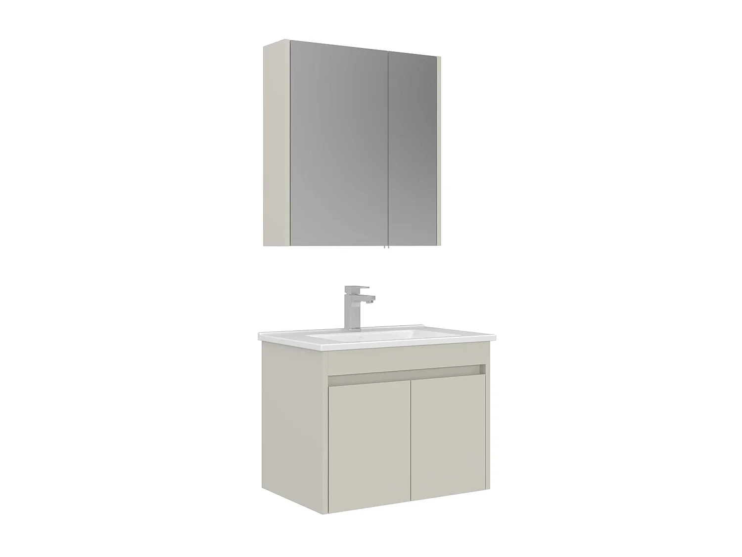 Ensemble Meuble Vasque avec Miroir (2 Pièces) "Arno 65" - 65 x 45 x 52 cm - Cashmere