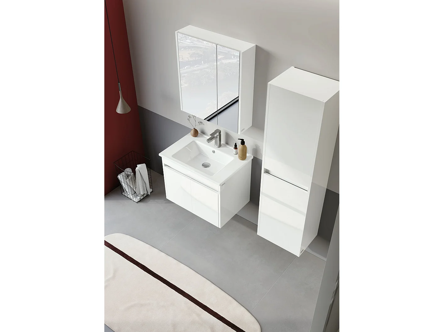 Ensemble Meuble Vasque avec Miroir (2 Pièces) "Arno 65" - 65 x 45 x 52 cm - White