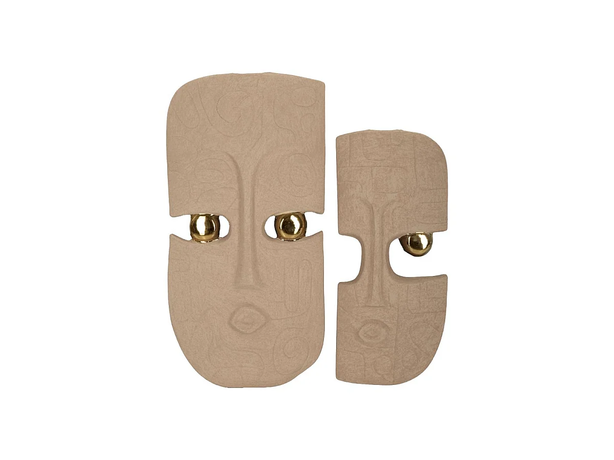 Lot de 2 Objets Muraux Déco "Dakar" 40cm Marron