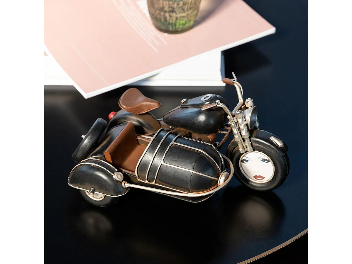 Moto Déco en Métal "Antique" 26cm Noir