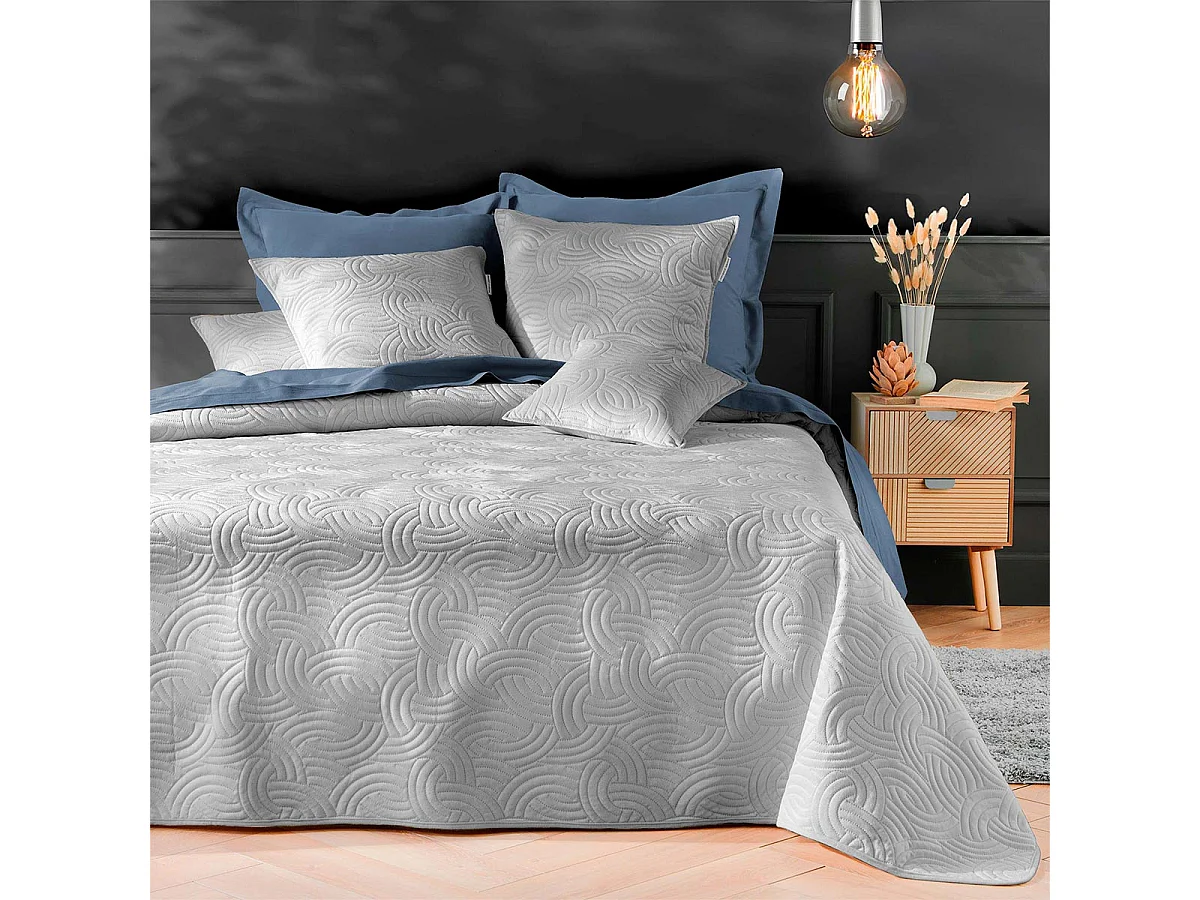 Couvre-Lit & 2 Housses de Coussin "Solange" 220x240cm Gris