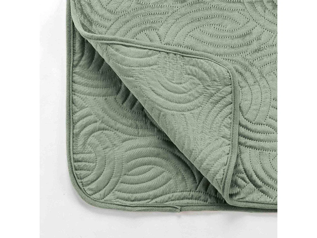 Couvre-Lit & 2 Housses de Coussin "Solange" 220x240cm Vert Cèdre