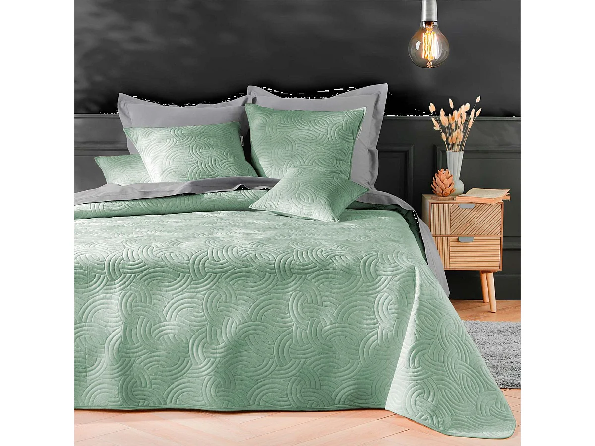 Couvre-Lit & 2 Housses de Coussin "Solange" 220x240cm Sauge