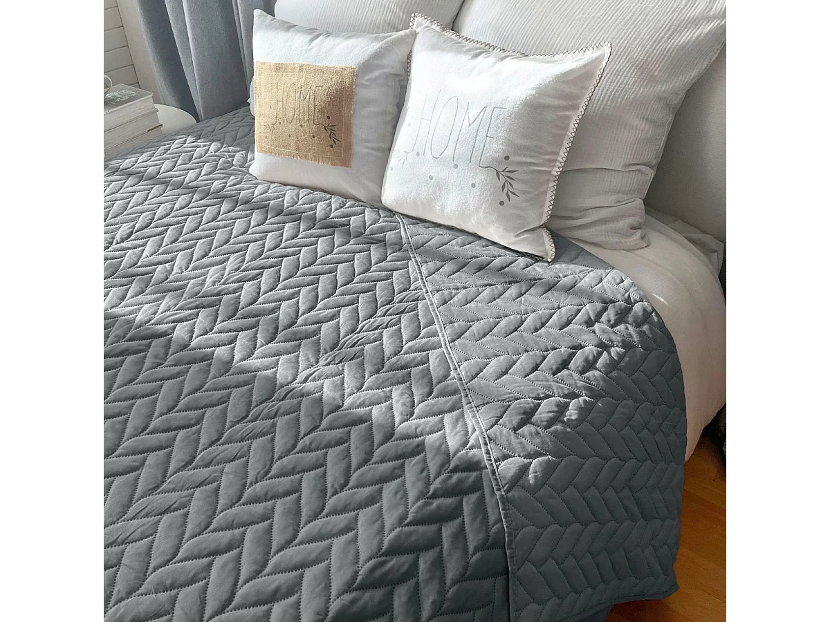 Couvre-lit en Microfibre "Tessa" 220x240cm Gris