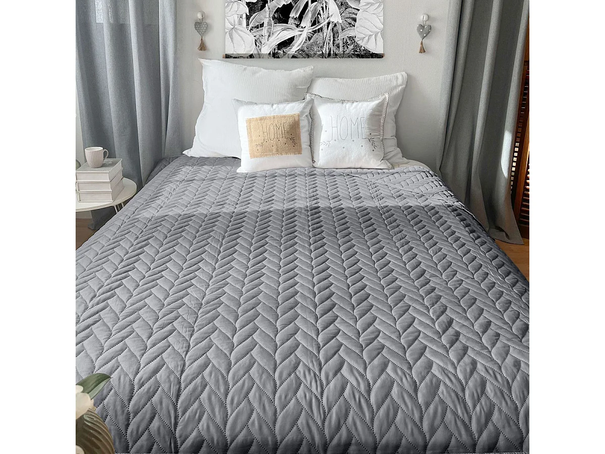 Couvre-lit en Microfibre "Tessa" 220x240cm Gris