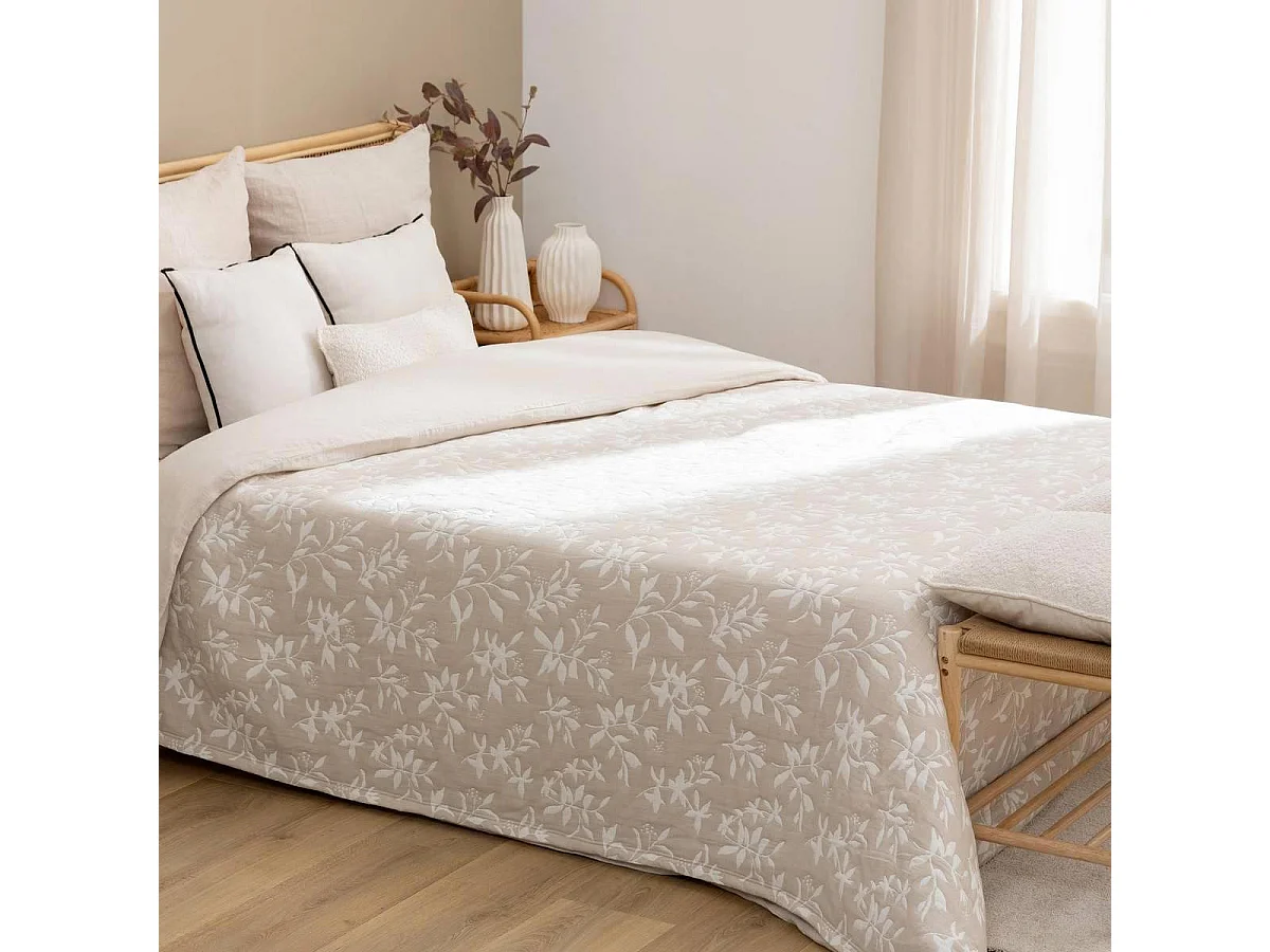 Dessus de Lit Réversible "Nuvia" 240x260cm Beige