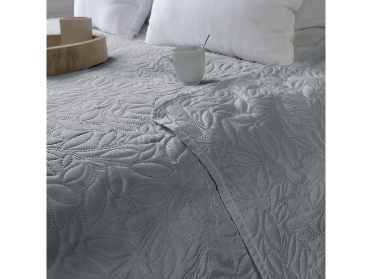 Couvre-lit en Microfibre "Rosa" 220x240cm Gris
