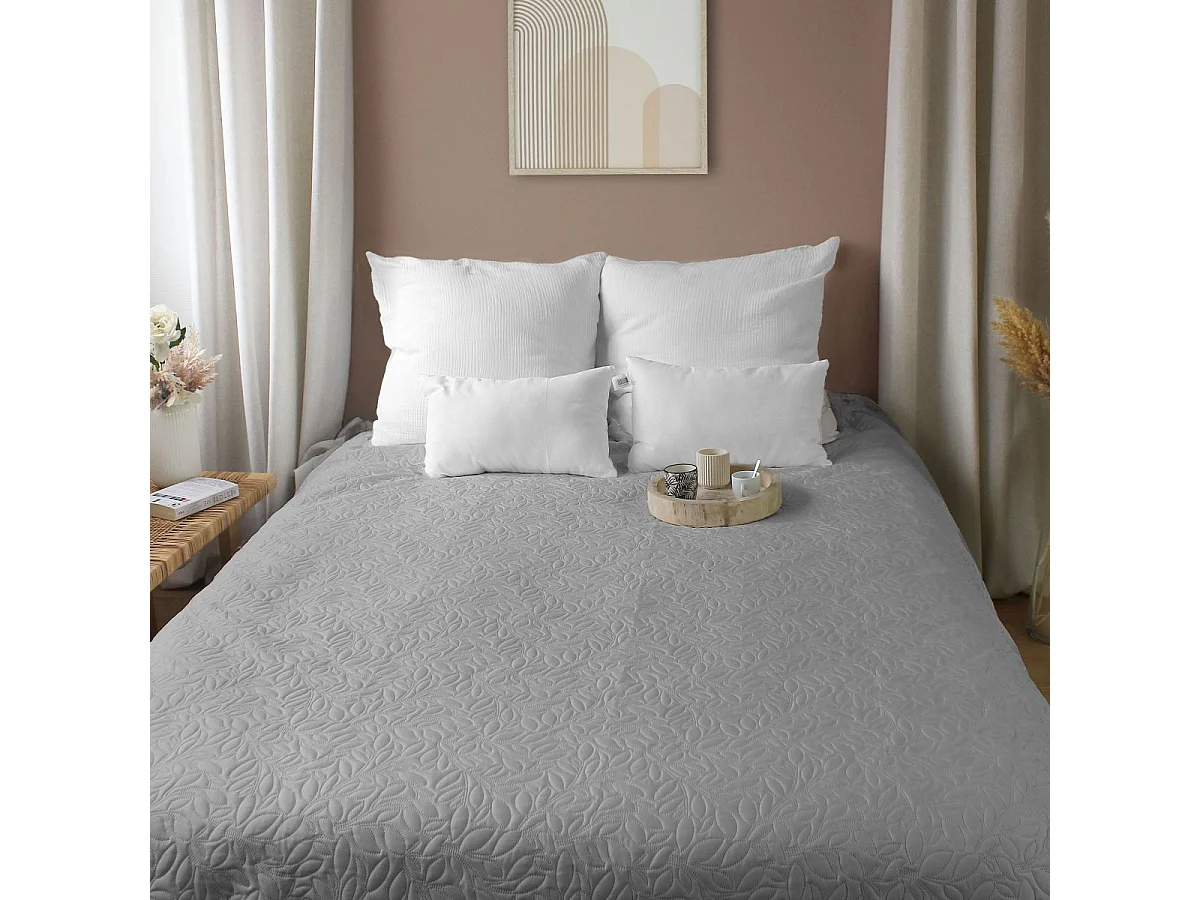 Couvre-lit en Microfibre "Rosa" 220x240cm Gris