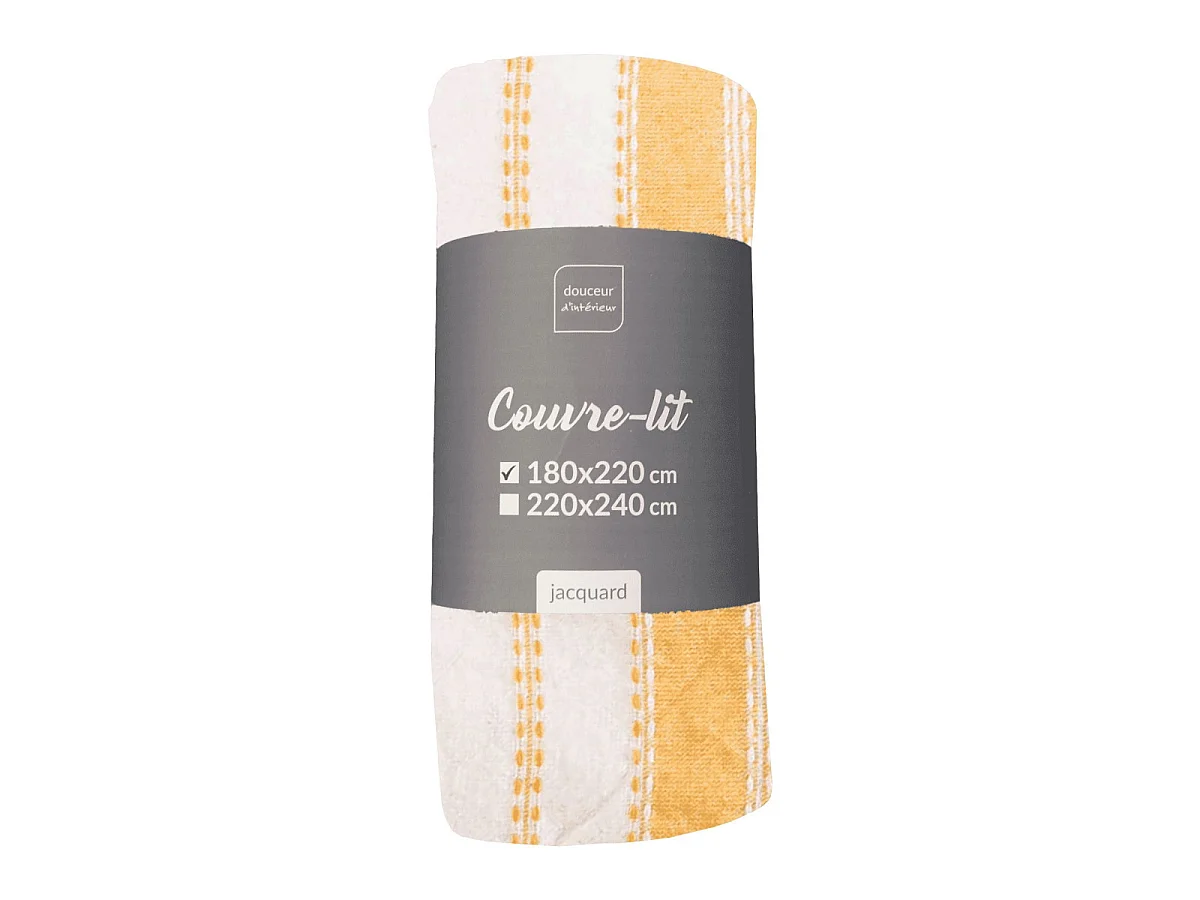 Couvre-Lit Imprimé Jacquard "Abby" 180x220cm Curry