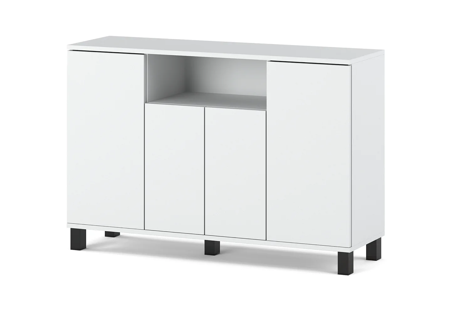 Hvid kommode, 120 cm, 4 låger – Moderne tv-møbel til stuen og soveværelset – Designet opbevaringskommode