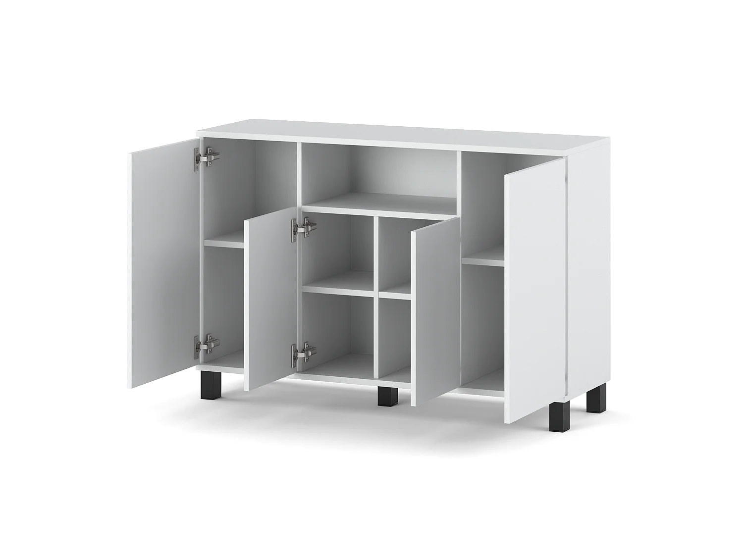 Hvid kommode, 120 cm, 4 låger – Moderne tv-møbel til stuen og soveværelset – Designet opbevaringskommode