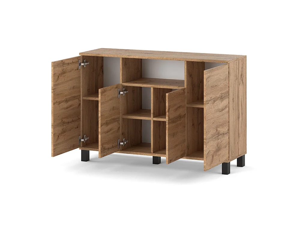 Wotan-kommode i egetræ, 120 cm, 4 låger – Moderne tv-møbel til stuen og soveværelset – Designet opbevaringskommode